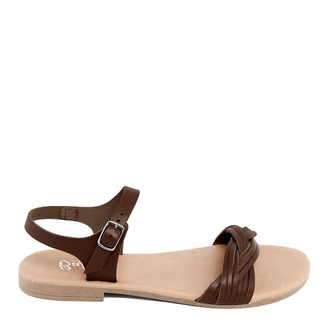 Battini Brown Leather Single Strap Sandal