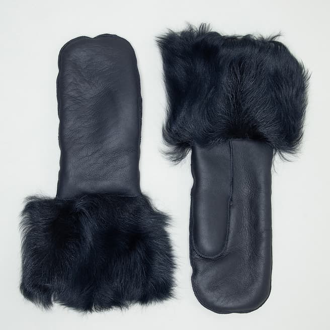 N°· Eleven Navy Shearling Mittens