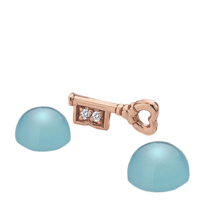 Anais Paris by Hot Diamonds Rose Gold Key Charm with Blue Agate Cabochons