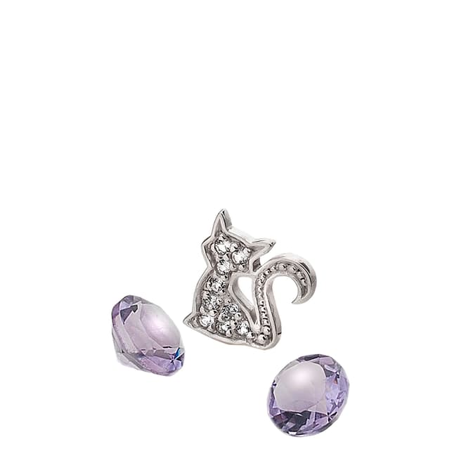 Anais Paris by Hot Diamonds Silver Cat Charm with Amethyst Cabochons