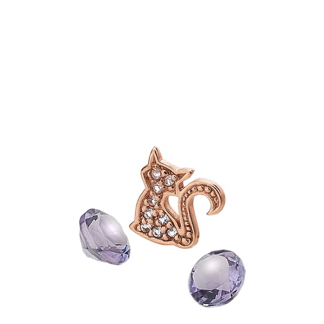 Anais Paris by Hot Diamonds Rose Gold Cat Charm with Amethyst Cabochons