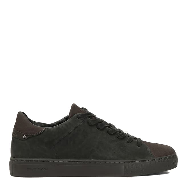 Crime London All Black Low Top Leather Sneakers