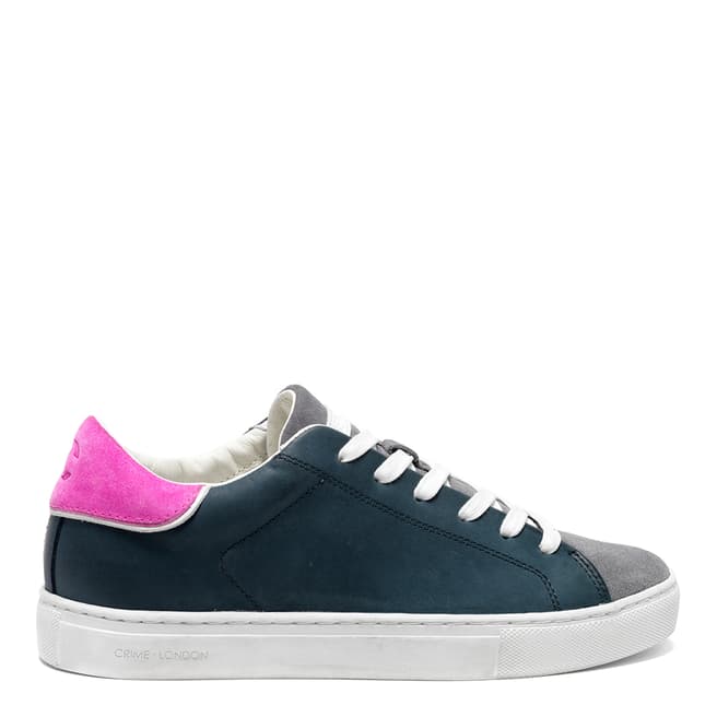 Crime London Navy Contrast Low Top Leather Sneakers