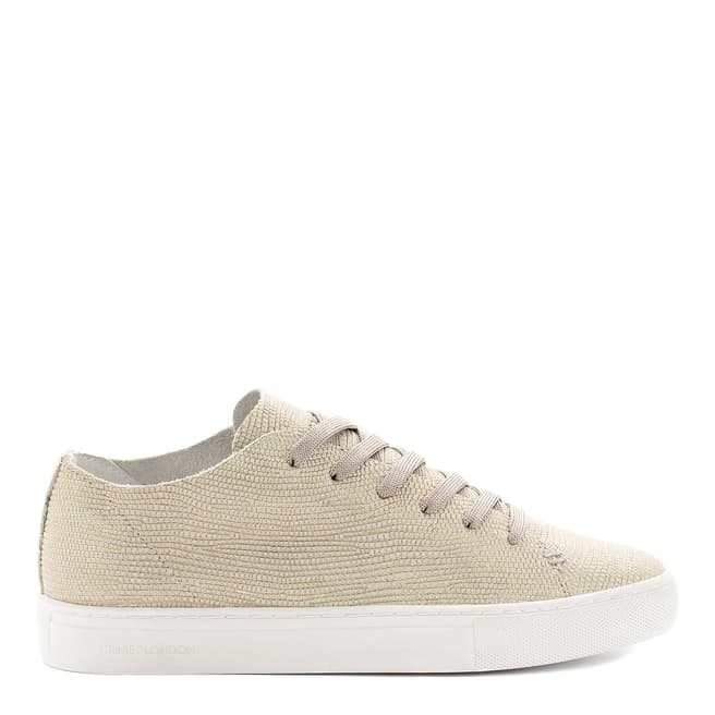 Crime London Beige Low Top Raw Leather Print Sneakers