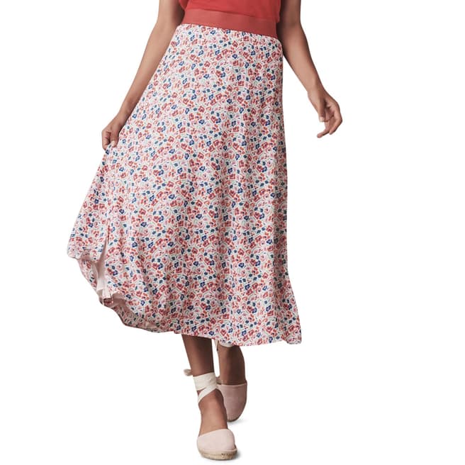 Crew Clothing Pink Floral Midi Skirt