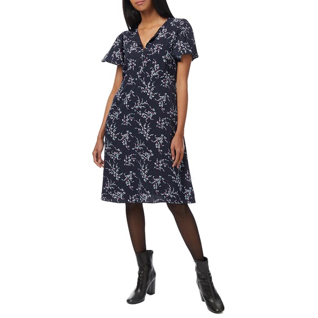 Crew Clothing Navy Floral Knee Length Dress