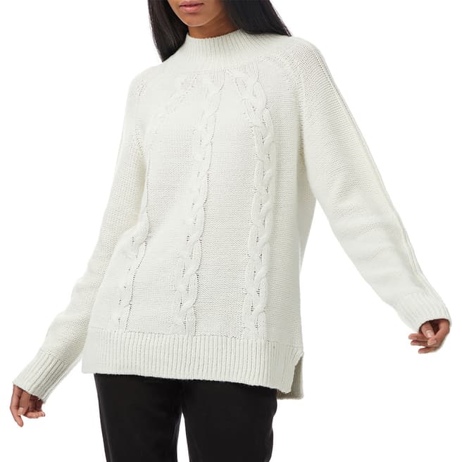 Crew Clothing White Cable Knitted Cotton Jumper 