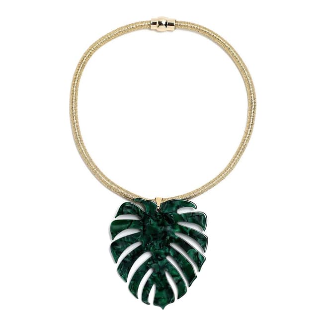 Amrita Singh Green Palm Leaf Collar Necklace