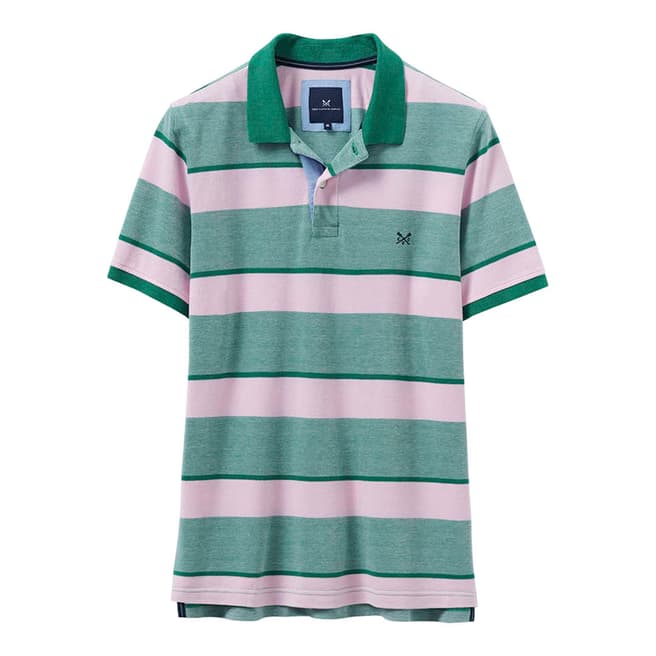 Crew Clothing Green Stripe Cotton Polo Shirt