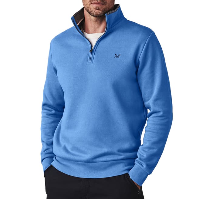 Crew Clothing Blue Half Zip Cotton Sweatshirt