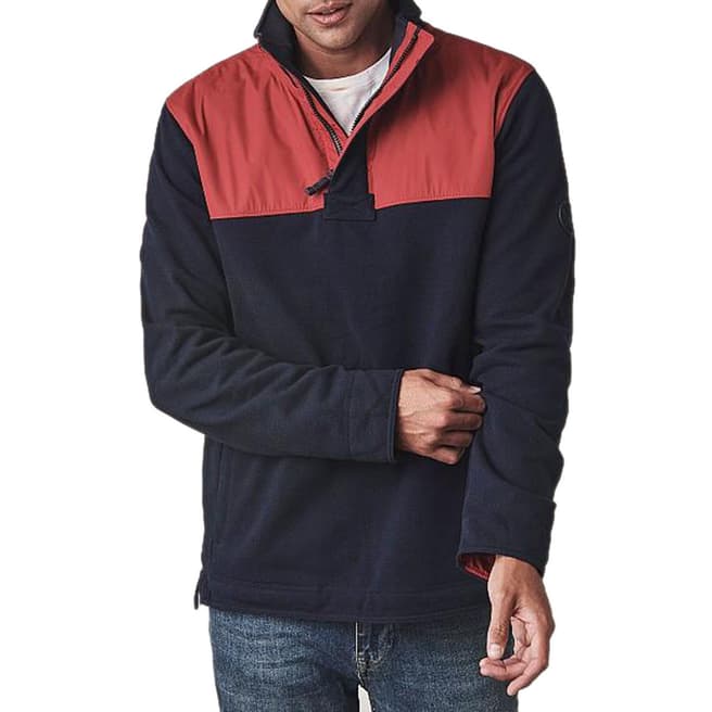 Crew Clothing Navy/Red Half Zip Sweatshirt