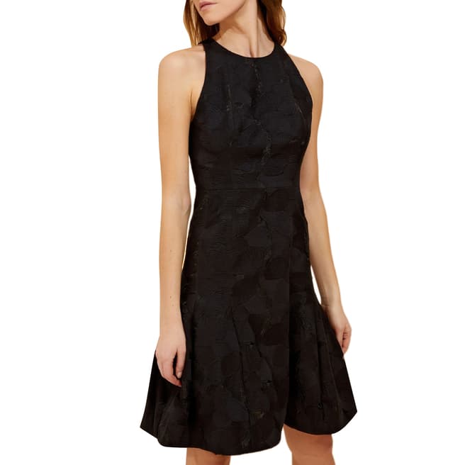 Halston Heritage Black Sleeveless Jacquard Mini Dress