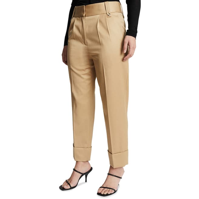 Reiss Gold Mae Wool Blend Turn Up Trousers