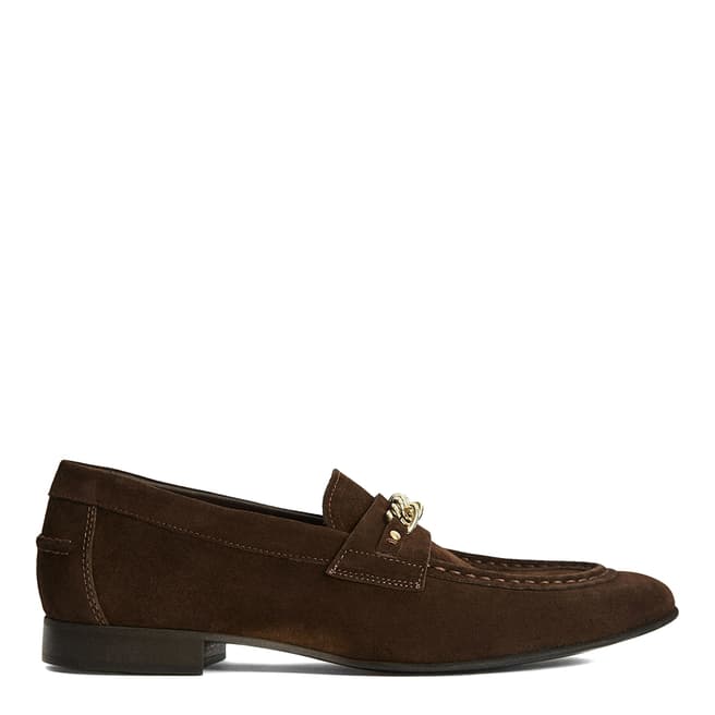 Reiss Brown Lex Suede Chain Loafers