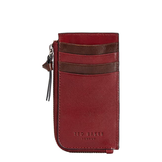 Ted Baker Red Bombay Leather Zip Up Cardholder