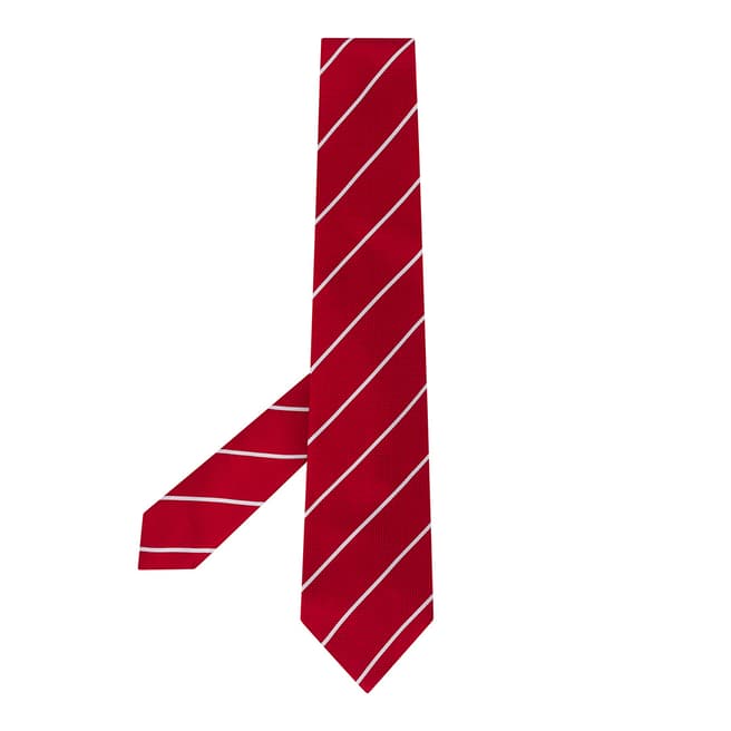 Hackett London Red Stripe Silk Woven Tie