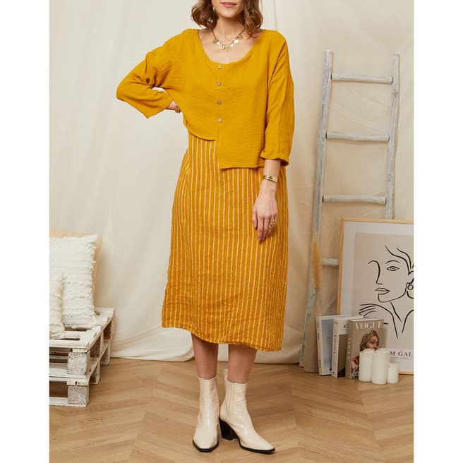 Rodier Yellow Layered Linen Dress
