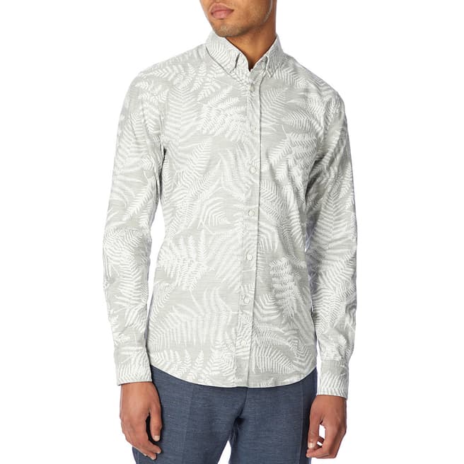BOSS Grey Mabsoot Palm Print Cotton Shirt