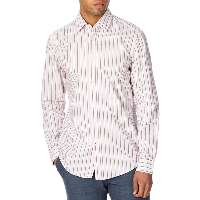 BOSS Pink Stripe Lucas Cotton Shirt