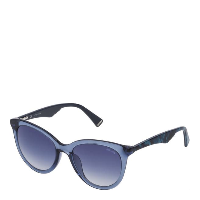 Police Transparent Blue Round Sunglasses