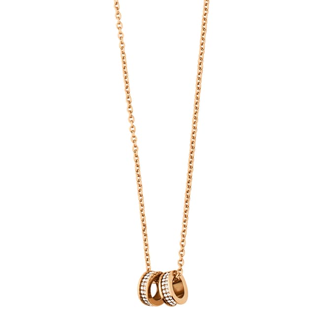 Dyrberg Kern Rose Gold Pendant Necklace with Swarovski Crystals