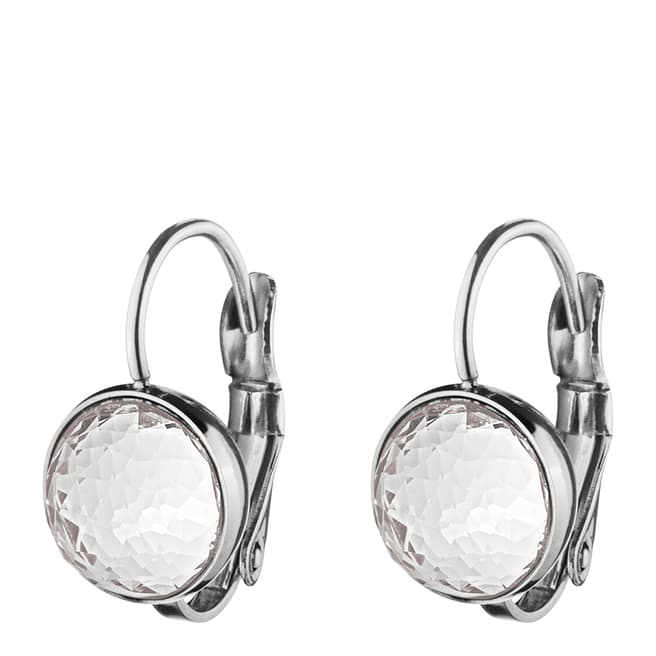 Dyrberg Kern Silver Huggie Earrings with Swarovski Crystals