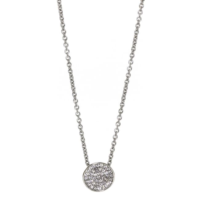 Dyrberg Kern Silver Circle Pendant Necklace with Swarovski Crystals