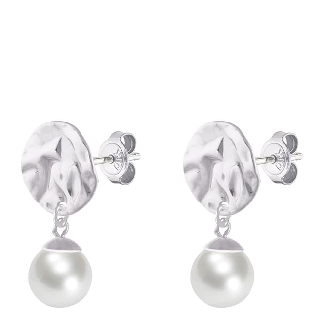 Dyrberg Kern Silver Drop Faux Pearl Earrings