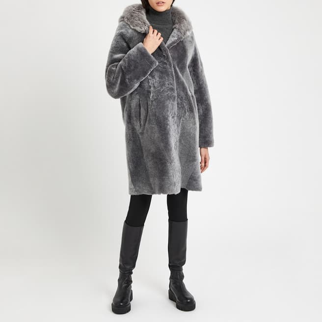 Max and Zac London Grey Hooded Cocoon Coat