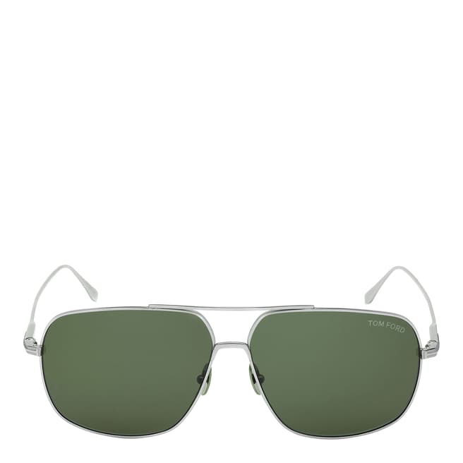 Tom Ford Men's Shiny Palladium/Green Tom Ford Sunglasses 63mm