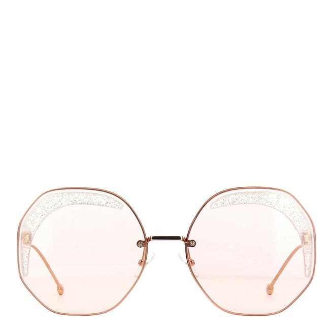 Fendi Women's Rose Gold And White/Coral Fendi Sunglasses 63mm