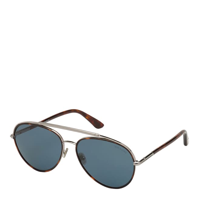 Tom Ford Men's Havana Silver/Blue Tom Ford Sunglasses 62mm