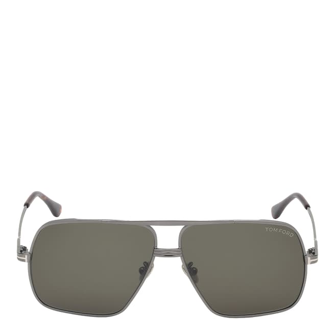 Tom Ford Men's Shiny Dark Ruthenium/Green Tom Ford Sunglasses 62mm