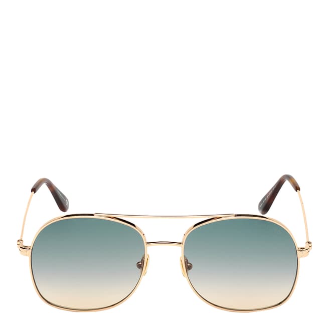 Tom Ford Women's Shiny Rose Gold/Green Tom Ford Sunglasses 60mm