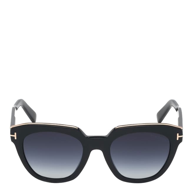 Tom Ford Women's Shiny Black/Blue Tom Ford Sunglasses 53mm