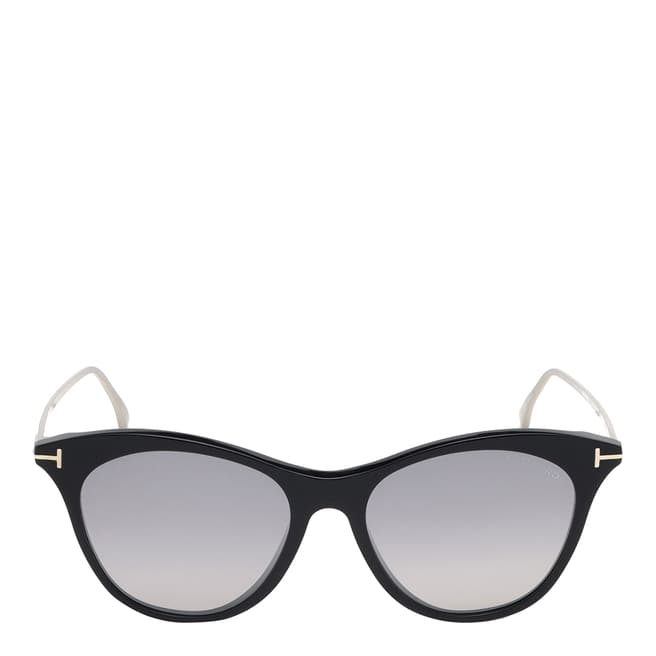 Tom Ford Women's Shiny Black/Smoke Mirror Tom Ford Sunglasses 53mm