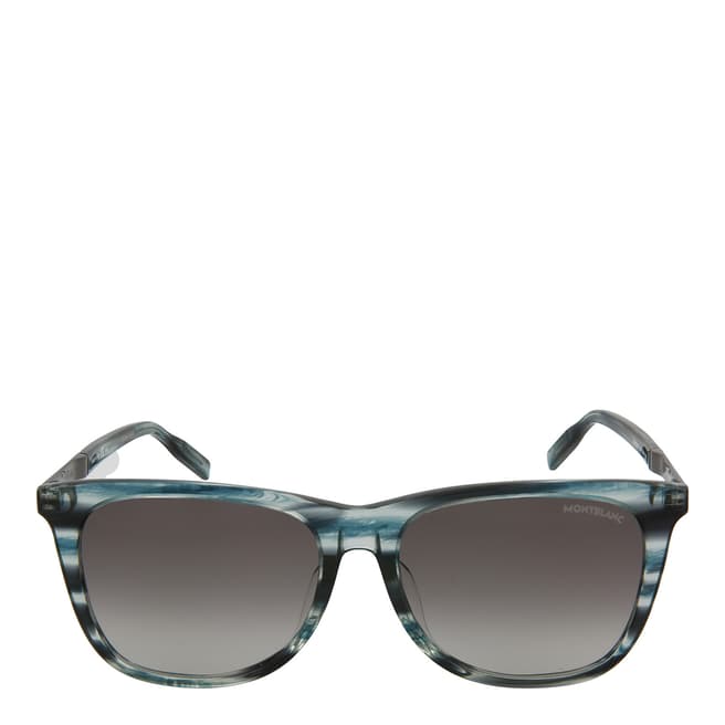 Montblanc Men's Blue Ruthenium Grey Montblanc Sunglasses 56mm
