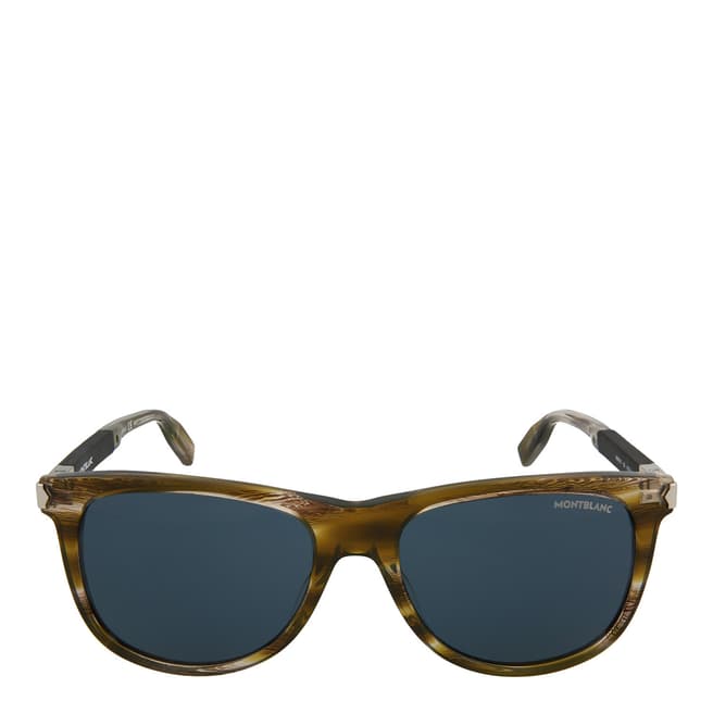 Montblanc Men's Havana Black Blue Montblanc Sunglasses 55mm