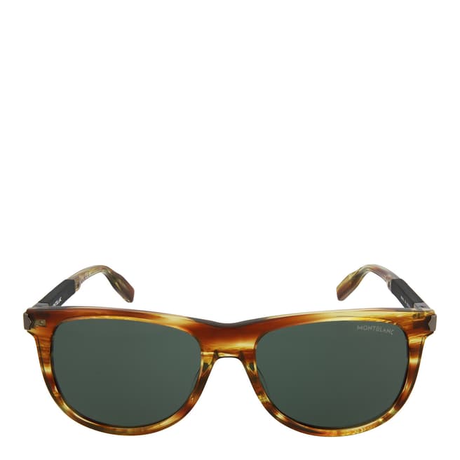 Montblanc Men's Havana Black Green Montblanc Sunglasses 55mm