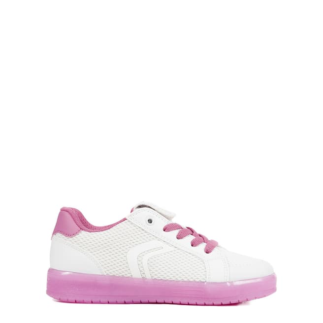 Geox Girl's White/Fuchsia Kommodor Sneakers
