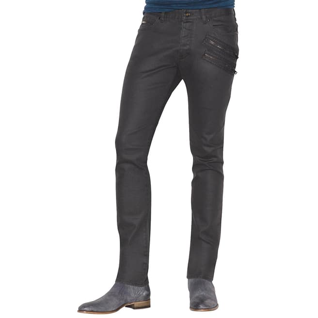 John Varvatos Grey Coated Chelsea Fit Stretch Jeans