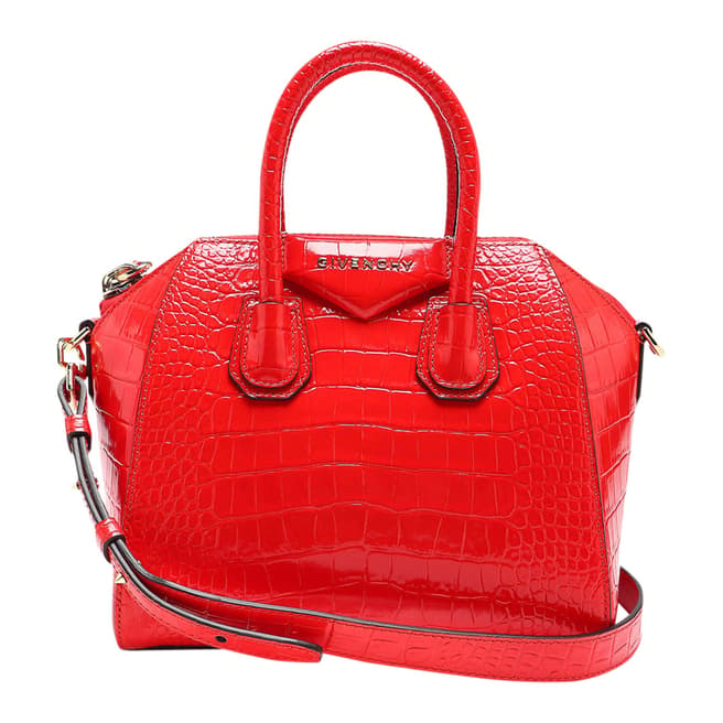Givenchy Red Croc Small Antigona Tote Bag