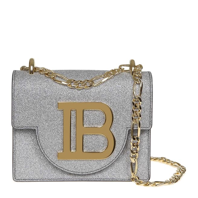 Balmain Silver B-Bag 18 Shoulder/Crossbody Bag 