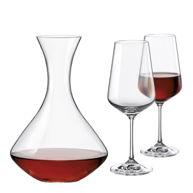 Royal Bohemia Crystal Decanter & 2 Wine Glasses Set