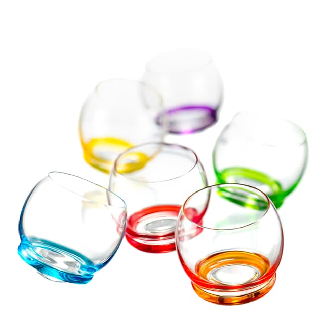 Royal Bohemia Crystal Set of 6 Crazy Dancing Tumbler Glasses, 390ml