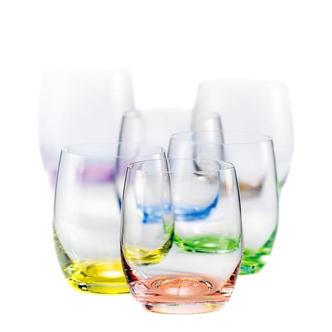 Royal Bohemia Crystal Set of 6 Rainbow Tumbler Glasses, 300ml