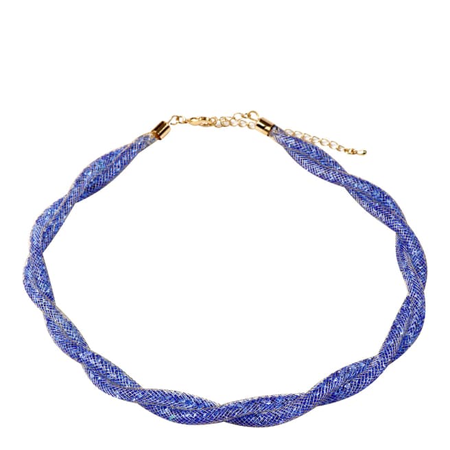 Amrita Singh Blue Crystal Mesh Gold Tone Necklace
