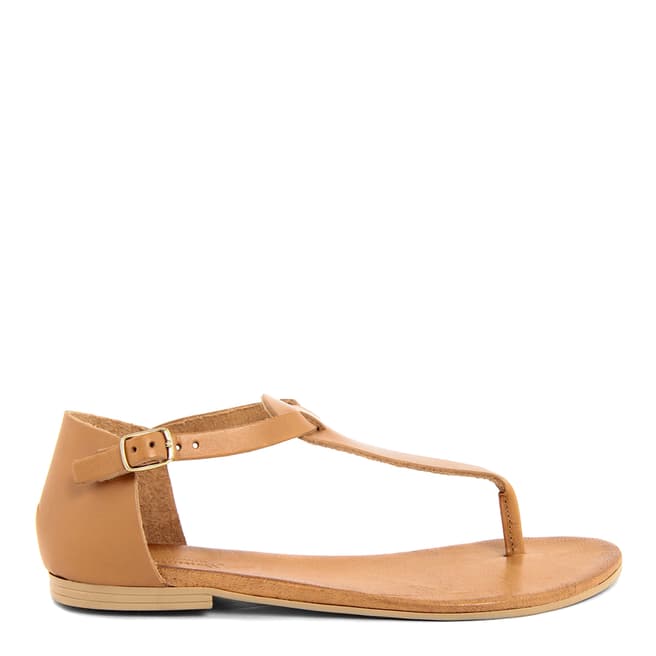Christianelle Light Brown Leather flip Flop Sandals
