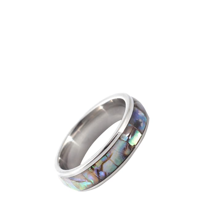 Stephen Oliver Silver Plated Grey Mother of Pearl Band Ring