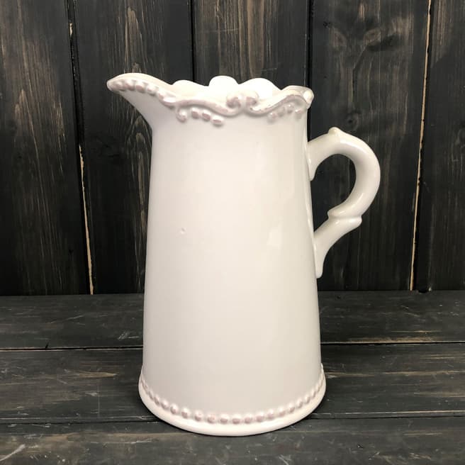 The Satchville Gift Company White Jug With Decorative Rim